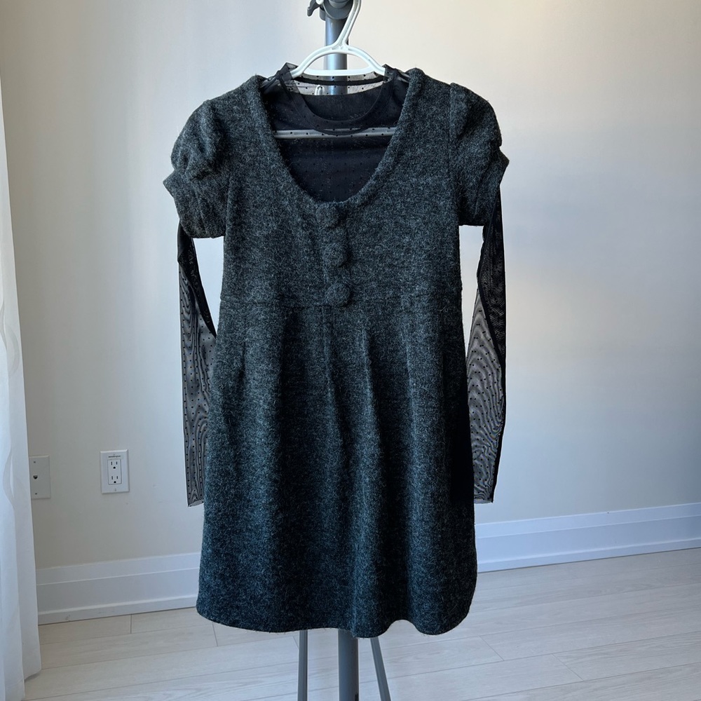 Wool dress with Aritzia silk long sleeves, size XXS